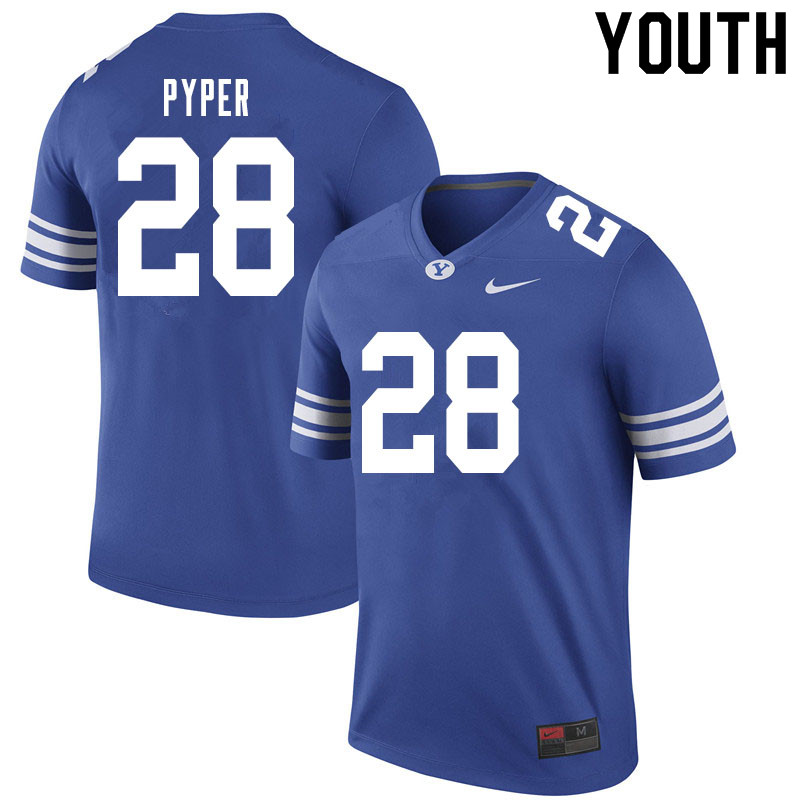 Youth #28 Morgan Pyper BYU Cougars College Football Jerseys Sale-Royal